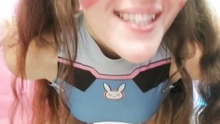 Cute Horny Overwatch Dva Cosplaying Teen Cums And Begs For Cock